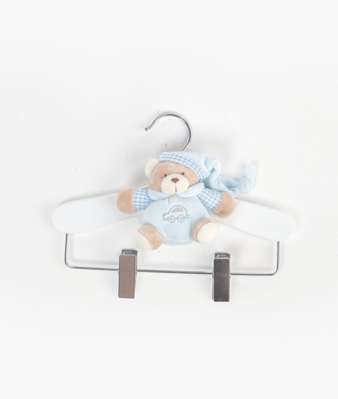 Wooden Hanger with Clips - Blue