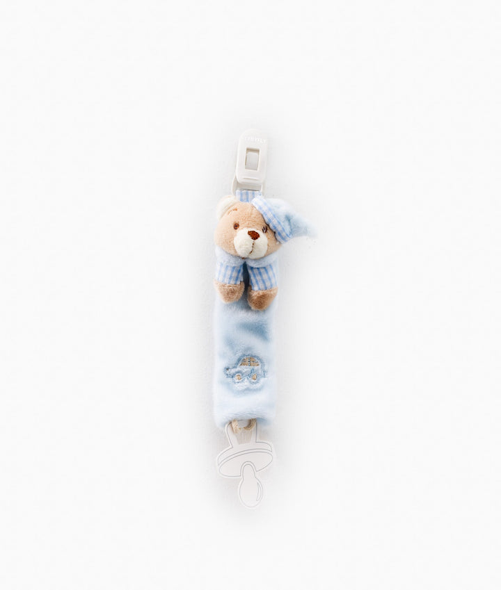 Baby Comforter & Dummy Clip Set - Blue