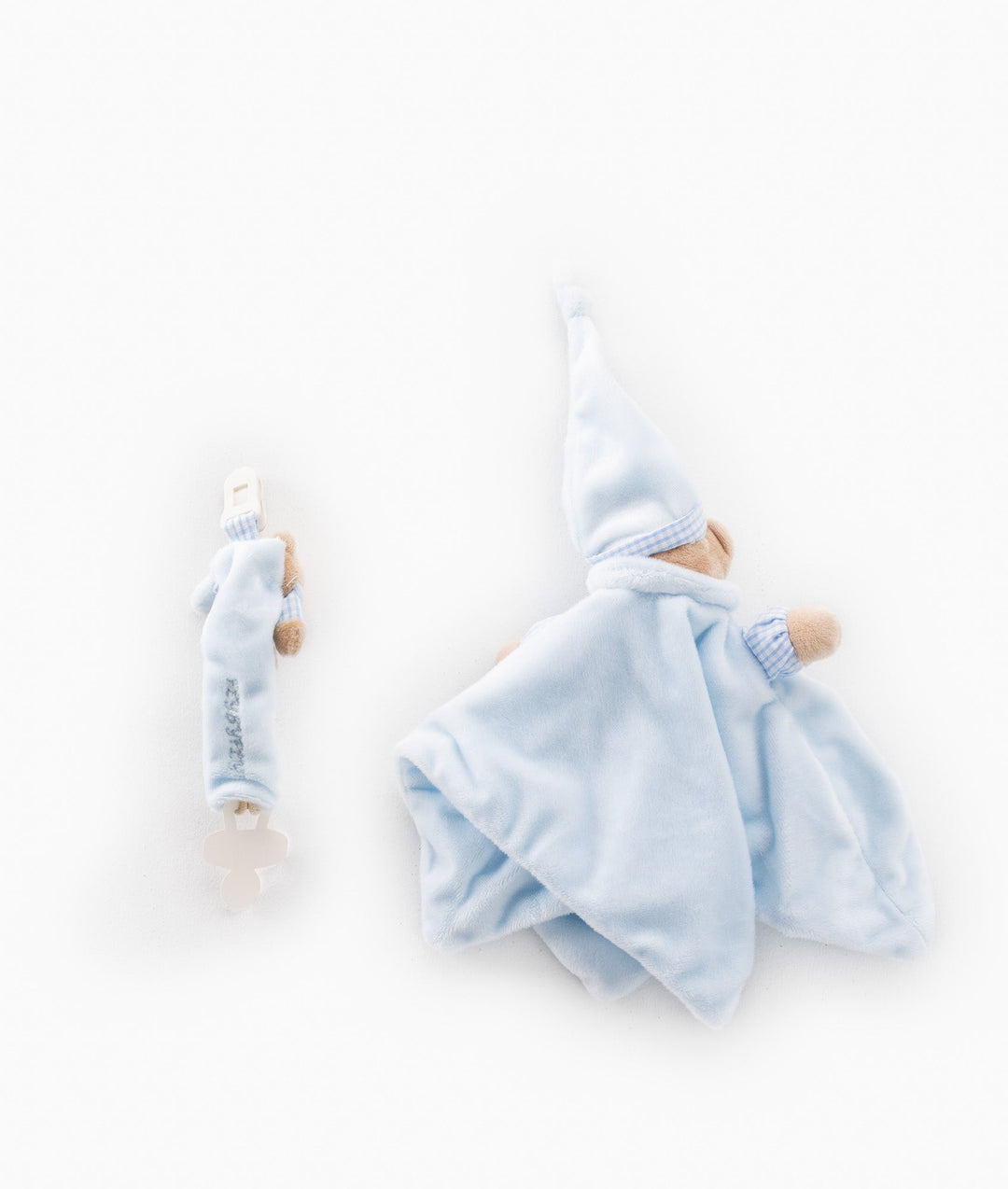 Baby Comforter & Dummy Clip Set - Blue