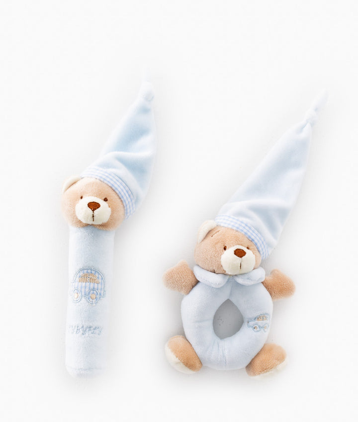 Bear Squeezy & Rattle Set - Blue